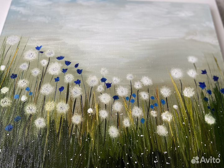 Картина маслом «Одуванчики васильки»