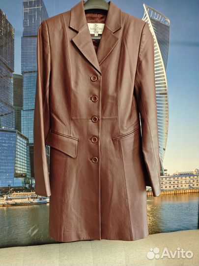 Кожаный плащ женский бу размер S