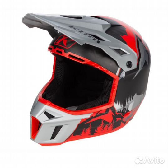 3761-002-140-003 Шлем klim F3 Carbon Helmet ECE LG DNA Fiery Red - Monument Gray 3761-002-140-003