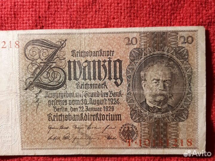 Банкнота/ Германии 20 марок/ VF. 1929год