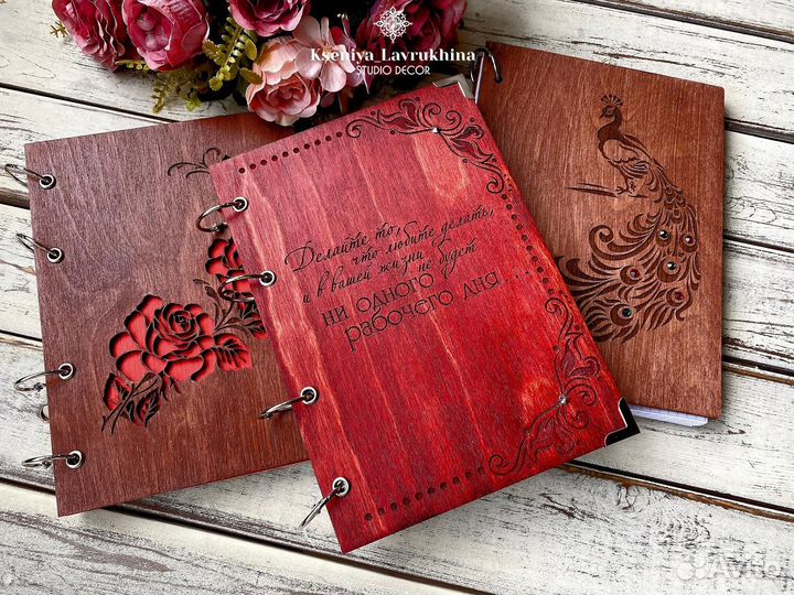 Блокнот с деревянной обложкой