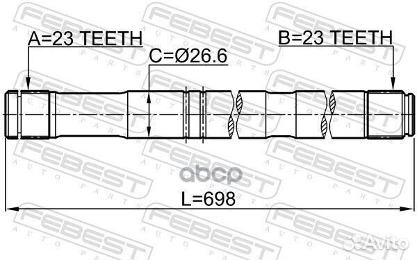 Полуось прав 0112ZZT251RH Febest