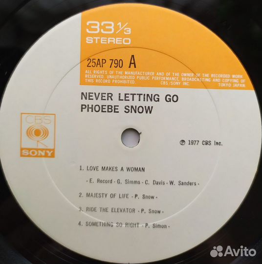 LP - Phoebe Snow- Never Letting Go /Japan CBS/Sony