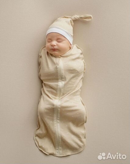 Пеленка кокон на молнии с шапочкой, 56-68