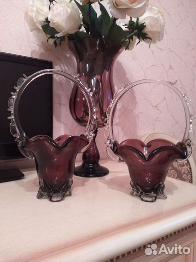 Вазы марганцевое стекло 50-60г.г