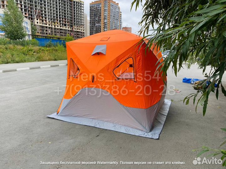 Зимняя палатка куб 3 слоя 240х240х210 с дымоходом