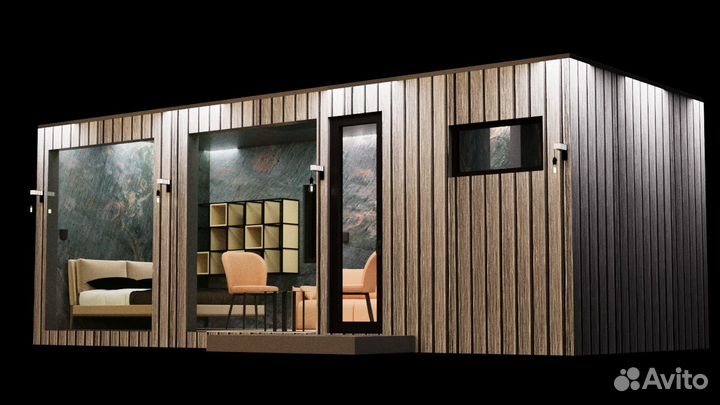 Теплый модульный дом для глэмпинга и зоны отдыха