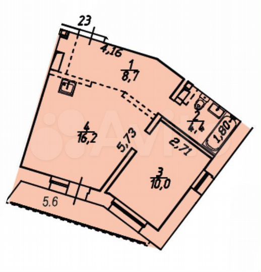 1-к. квартира, 44,9 м², 4/12 эт.