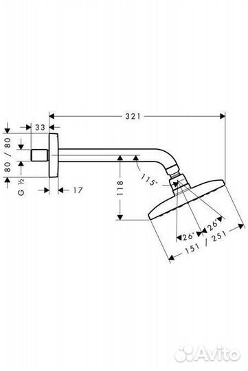 Верхний душ Hansgrohe Raindance 27370000