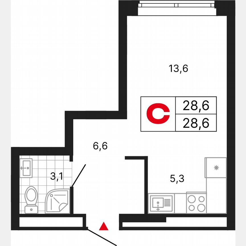 Квартира-студия, 28,6 м², 4/29 эт.