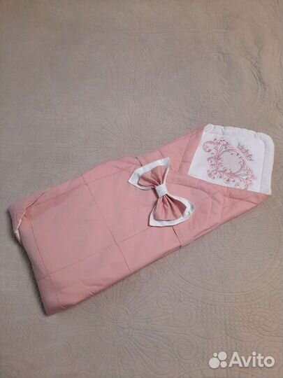 Конверт-одеяло розовое летнее на выписку девочки
