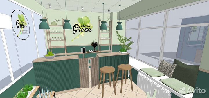 Стойка ресепшн и полки