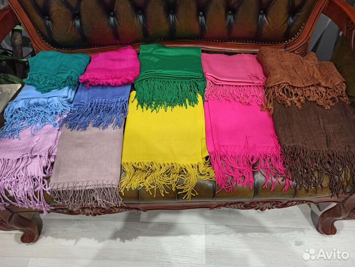 Палантины теплые однотонные пашмина и италия