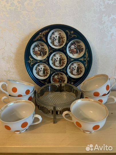 Чайные чашки, поднос, конфетница СССР
