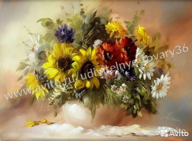 Картины по номерам 40х50 на холсте, букет 0078