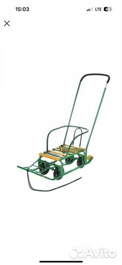 Детские санки с колесами серебристый корпус