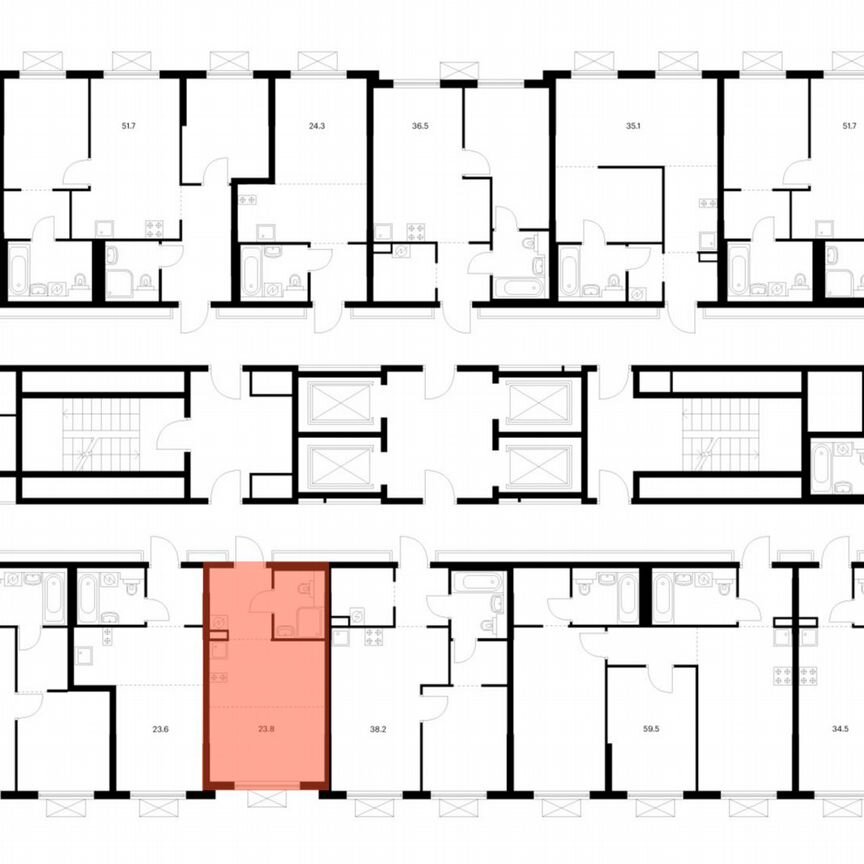 Квартира-студия, 23,8 м², 12/25 эт.