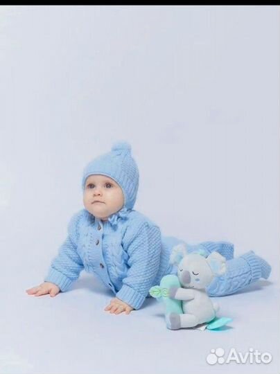 Теплый вязаный костюм размер 56-74 см