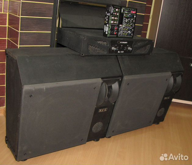 Колонки KCS 1200W Pro 2ш Усилитель Crown Микшер вт