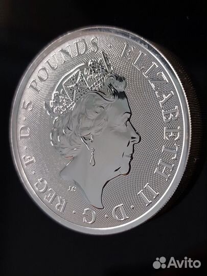 5 фунтов Белая лошадь Звери королевы серебро #2