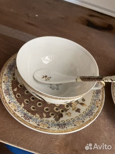 Чашка с блюдцем и оожкой фарфор китайский