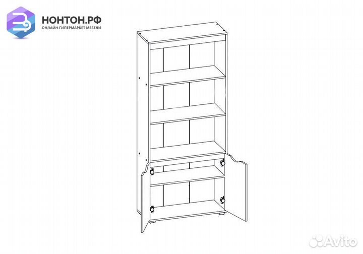 Стеллаж Неаполь с дверками графит / олива