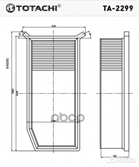Воздушный фильтр totachi TA-2299 16 54 676 74R