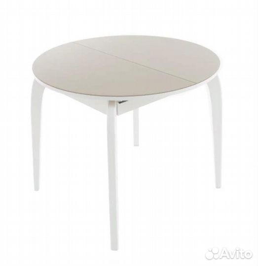 Стол Ривьера D90 Стекло Эмаль белая/Капучино раскл