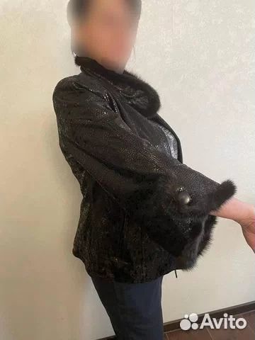 Кожанная куртка, мех норка лазерная обработка