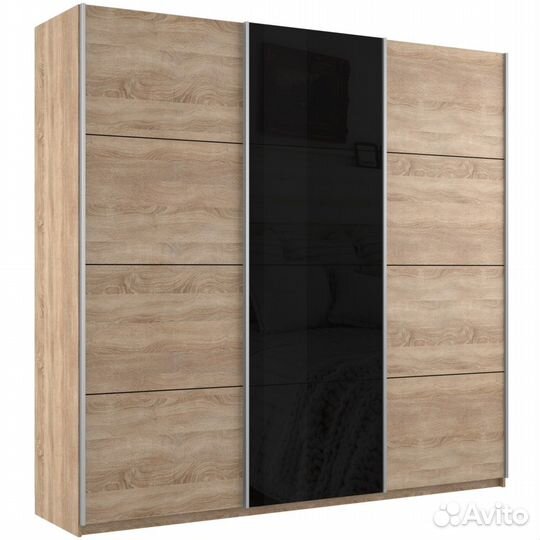 Шкаф-купе Прайм 3-х дверный (лдсп, Черное стекло)