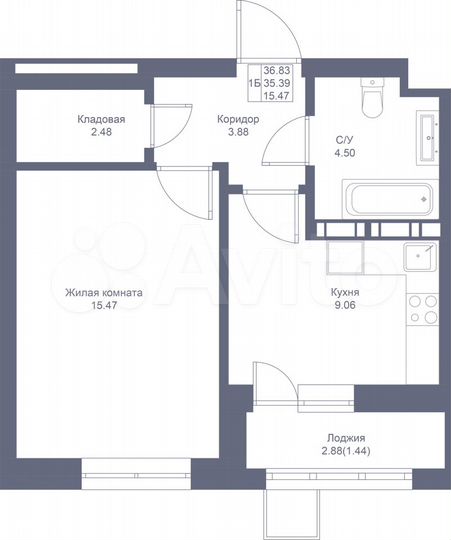 1-к. квартира, 36,8 м², 4/17 эт.