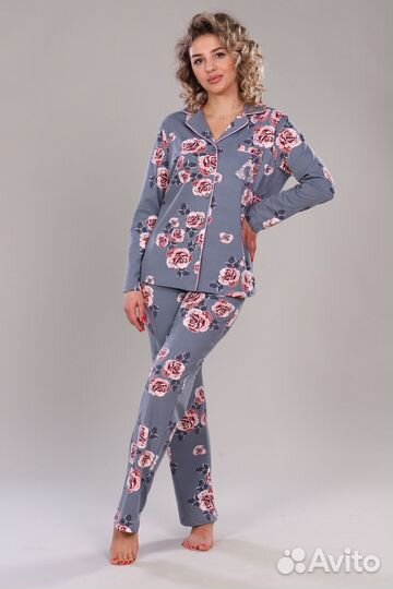 Оптом. ТК роз Пижама - серый-розовый №Н-215