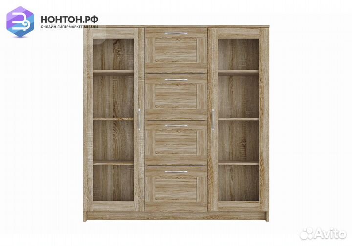 Шкаф-витрина Сириус 4 ящика сонома