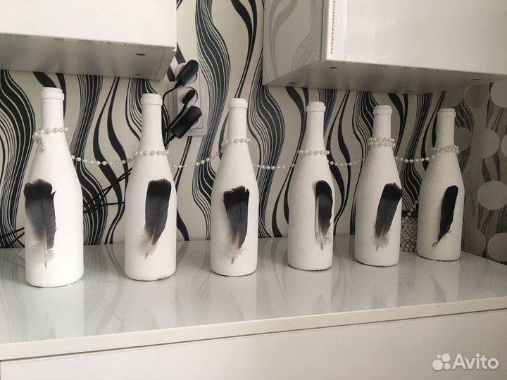 Интерьерные Бутылки с перьями