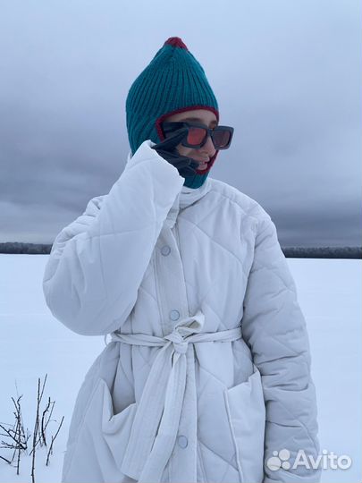 Шапка балаклава шерстяная зеленая новогодняя