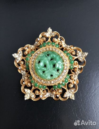 Брошь винтажная DeNicola и клипсы