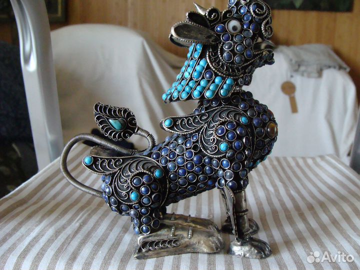 Снежный Лев фигурка из металла, Тибет