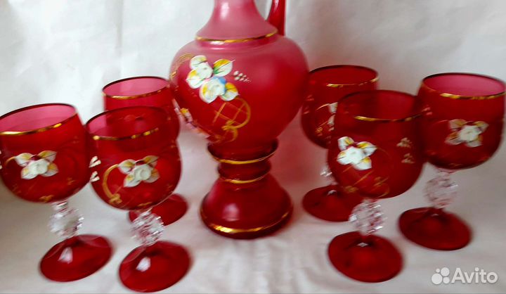 Графин и бокалы Чехословакия Лепка