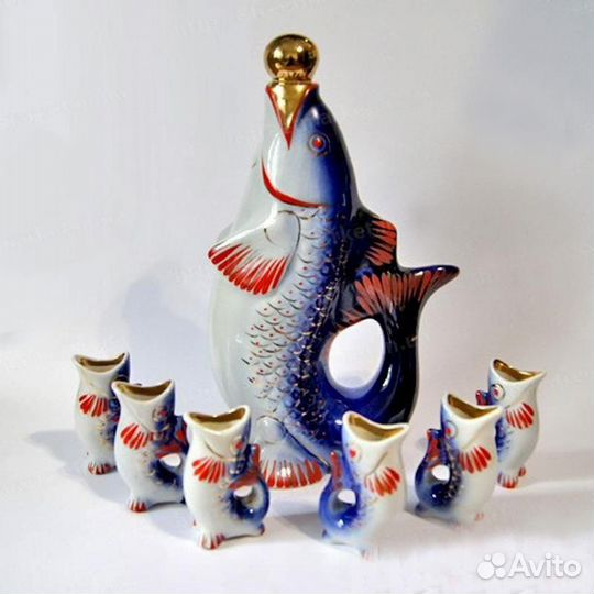 Фарфоровые рыбки сервиз графин