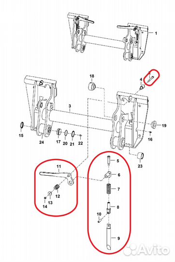 Стопорный набор Bob-Tach рамы Bobcat