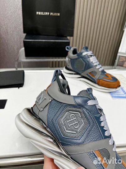 Кроссовки Philipp Plein натуральная кожа серые