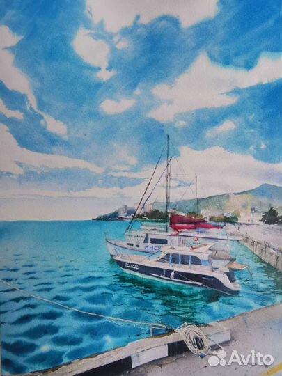 Акварель пейзаж Ялта