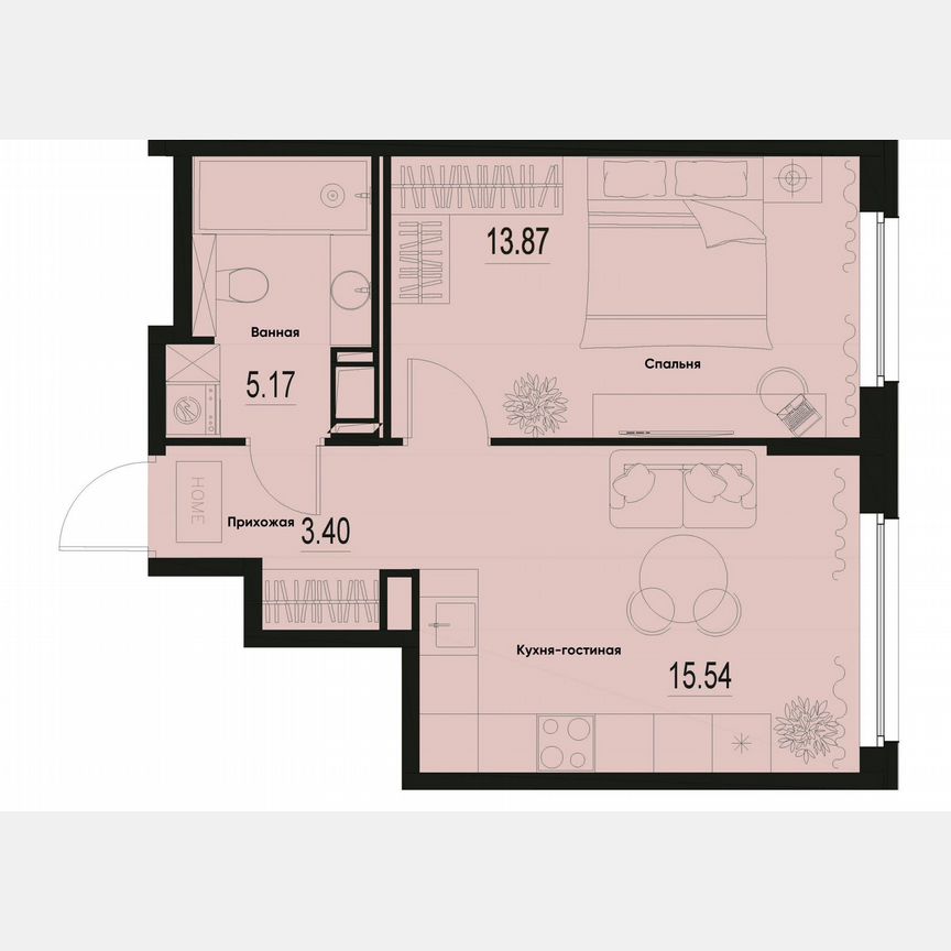 1-к. квартира, 38 м², 3/12 эт.