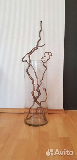 Ваза напольная колба, корилус, сухой декор