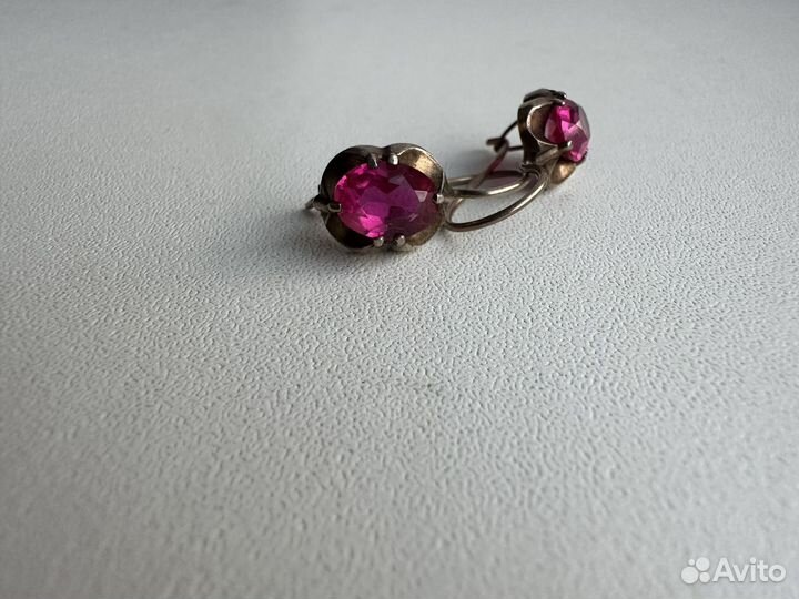 Серьги серебро 875 звезда СССР