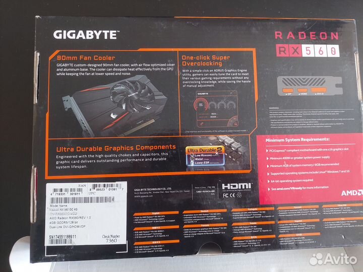Видеокарта gigabyte AMD Radeon RX 560
