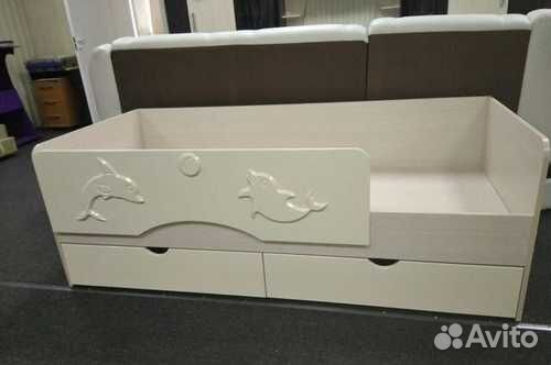 Кровать детская Алиса 1.8 с ящиками (ваниль)