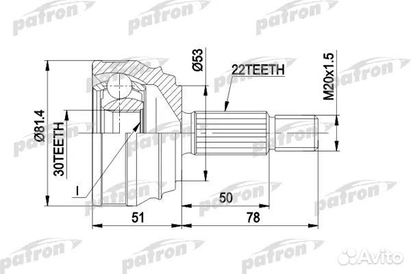Patron PCV1021 ШРУС наружн к-кт 22x53x30 VW golf I