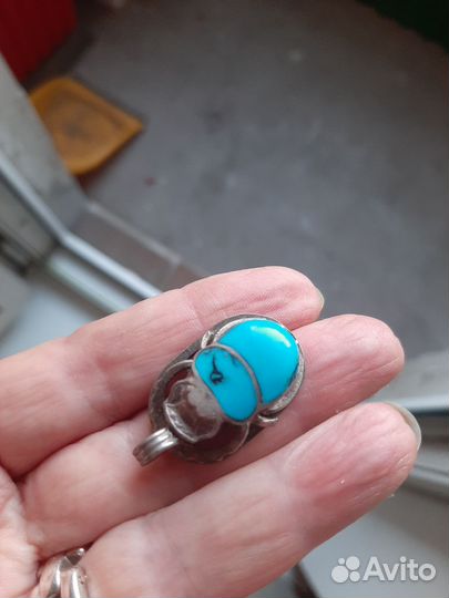Подвеска серебряная с бирюзой +кольцо