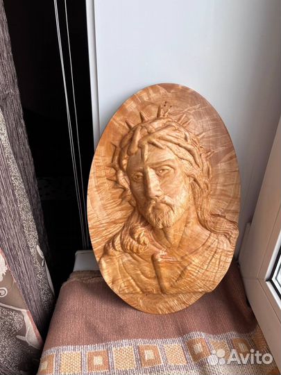 Панно Иисус Христос из дерева Сувель березы